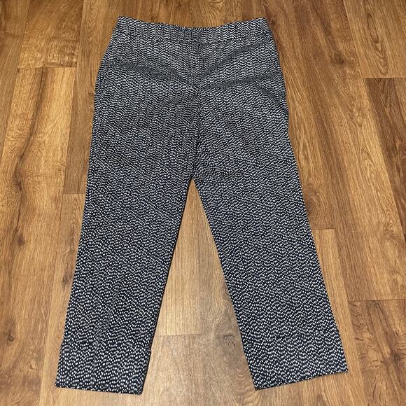 Chicos Womens Navy Blue White Polka Dot High Waist Capri Ankle Pants 6 Small - Picture 1 of 9